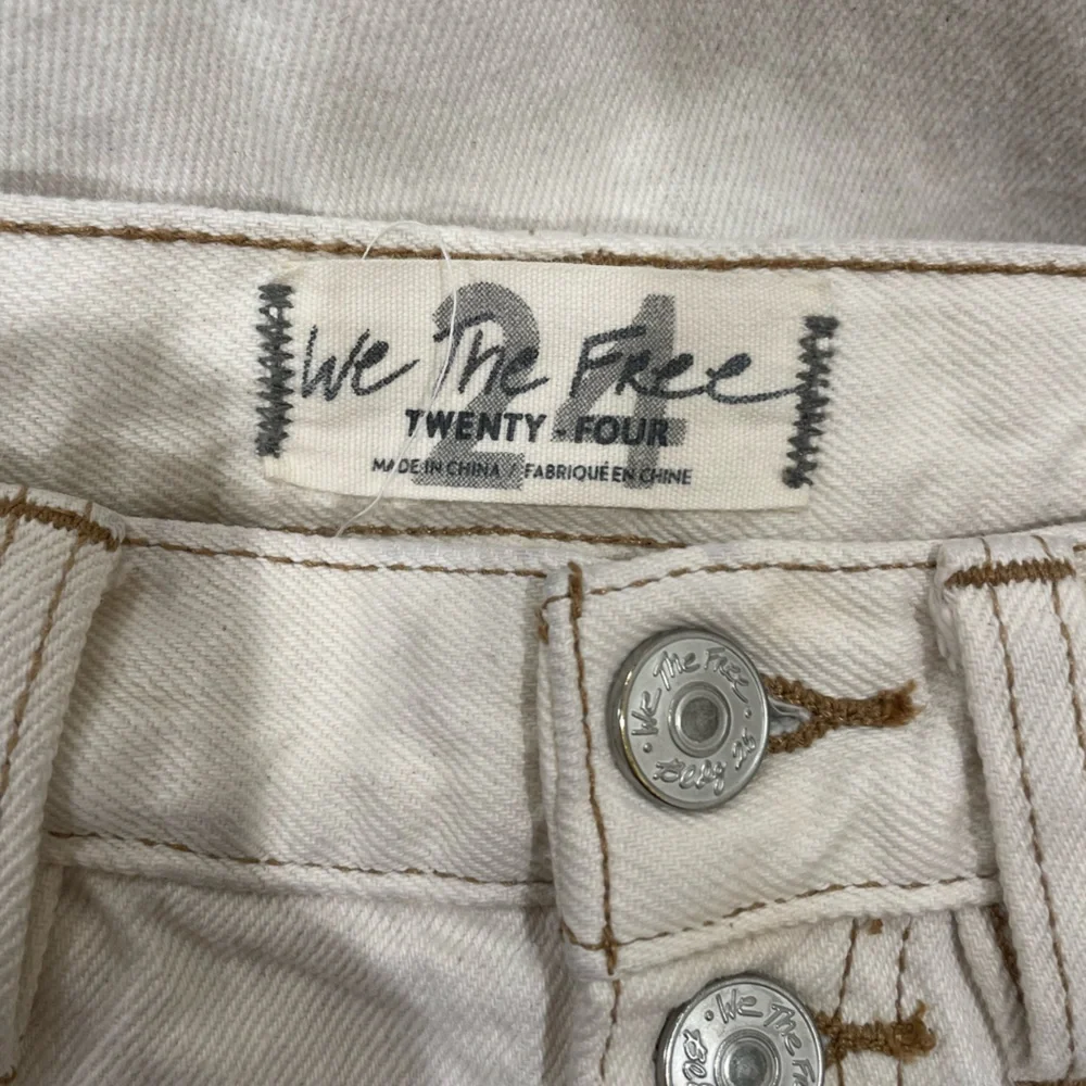 Free People Barrel Leg Button-Down Beige Pants Size 24